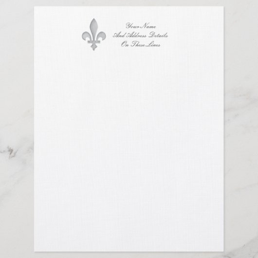 Een zilver Fleur-de-lys Letterhead Briefhoofd Sjabloon (Voorkant)