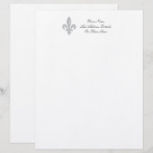 Een zilver Fleur-de-lys Letterhead Briefhoofd Sjabloon (Voorkant / Achterkant)