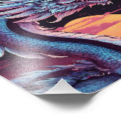 Een zilveren draak op een zwarte achtergrond foto afdruk (Hoek)