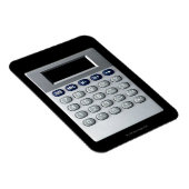 Een zilveren rekenmachine magneet (Rechterzijde)