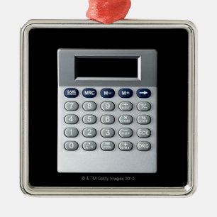Een zilveren rekenmachine metalen ornament