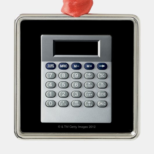 Een zilveren rekenmachine metalen ornament (Voorkant)