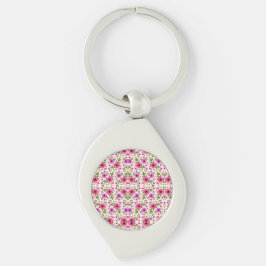 Een zilveren traandrop-sleutelhanger met een ronde sleutelhanger