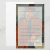 Een zittend man dat op een tafel leunt briefpapier (Voorkant / Achterkant)