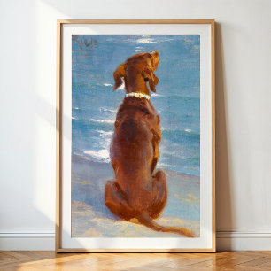 Een zittende bruine hond van P.S. Kroyer Poster