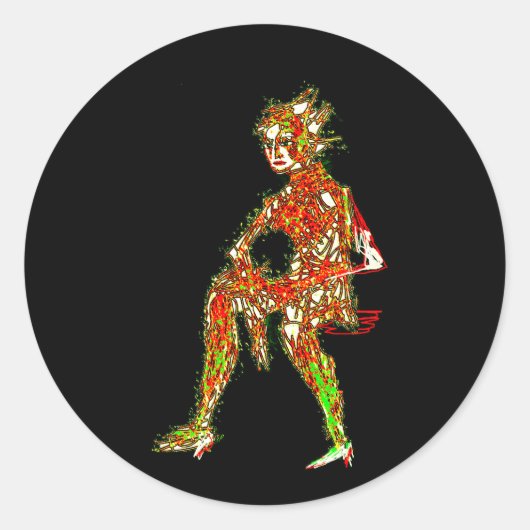 Een zittende vrouw ronde sticker (Voorkant)