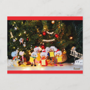 Een zoekplaatje met diverse Kerst optuig Fubby's. Briefkaart