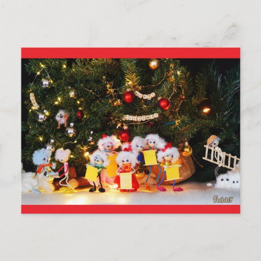Een zoekplaatje met diverse Kerst optuig Fubby's. Briefkaart (Voorkant)