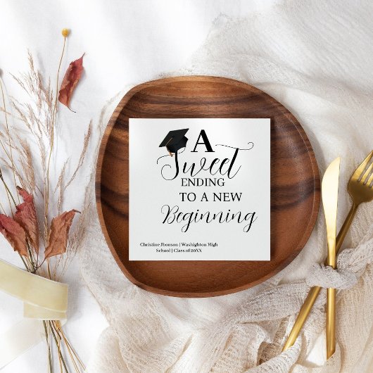 Een zoet einde aan een nieuw beginnend afstudeerfe servet