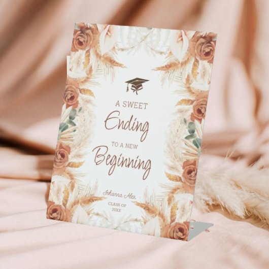 Een zoet einde aan nieuw begin Afstuderen teken Reclamebord Met Voetstuk