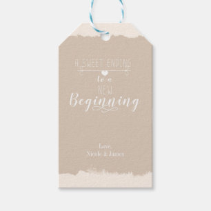 Een zoet einde nieuw begin vintage trouwcadeau cadeaulabel