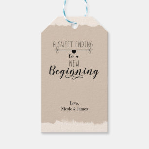 Een zoet einde nieuwe begin vintage bruiloft gunst cadeaulabel