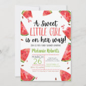 Een zoet klein meisje Watermelon Geëigende uitnodi Kaart (Voorkant)