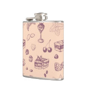 Een zoet patroon met verschillende desserts. heupfles (Links)