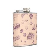 Een zoet patroon met verschillende desserts. heupfles (Rechts)