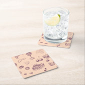 Een zoet patroon met verschillende desserts. kartonnen onderzetters (Insitu)