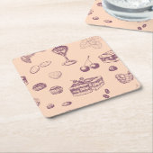 Een zoet patroon met verschillende desserts. kartonnen onderzetters (Schuin)