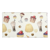 Een zoet patroon met verschillende desserts. kussensloop (Achterkant-Links)