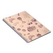 Een zoet patroon met verschillende desserts. notitieboek (Rechterzijde)
