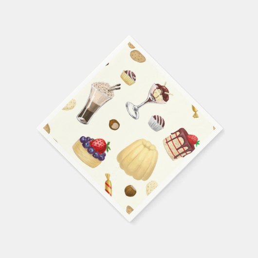 Een zoet patroon met verschillende desserts. servetten (Hoek)