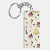 Een zoet patroon met verschillende desserts. sleutelhanger (Voorkant Links)