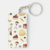Een zoet patroon met verschillende desserts. sleutelhanger (achterkant)