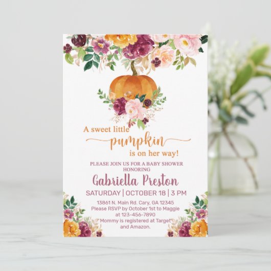 Een zoet pompoentje baby shower. kaart (Staand voorkant)