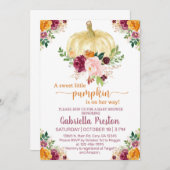 Een zoet pompoentje baby shower nodigt uit, wit. kaart (Voorkant / Achterkant)