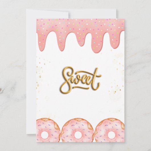 Een zoete 1e Donut roze crème Verjaardagsfeest Kaart (Achterkant)