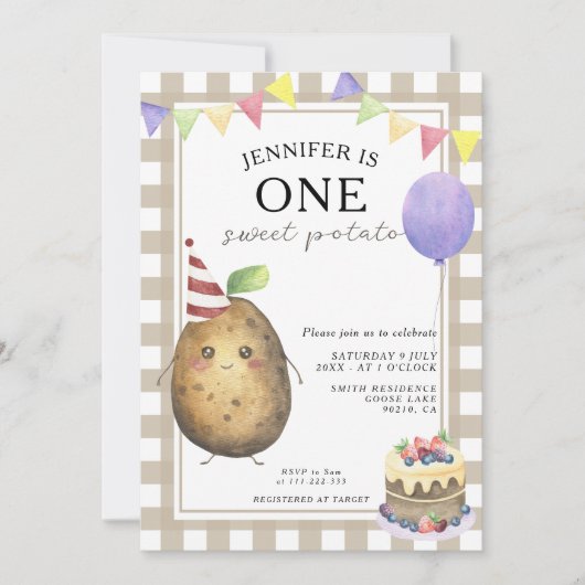 Een zoete aardappel geslachtsneutraal eerste verja kaart (Voorkant)