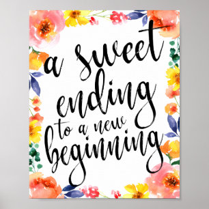 Een zoete afsluiting 8x10 bloemschildering Favors  Poster