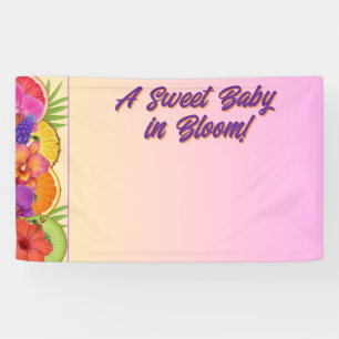 Een zoete baby bloeit, bloemig fruit baby shower spandoek