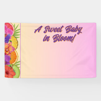 Een zoete baby bloeit, bloemig fruit baby shower spandoek