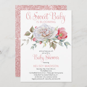 Een zoete Baby bloeit het Baby shower van een roze Kaart