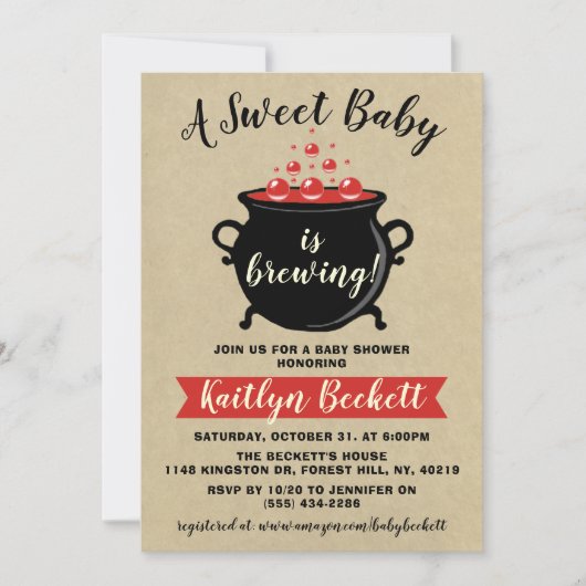 Een zoete Baby breekt halloween Baby shower Kaart (Voorkant)