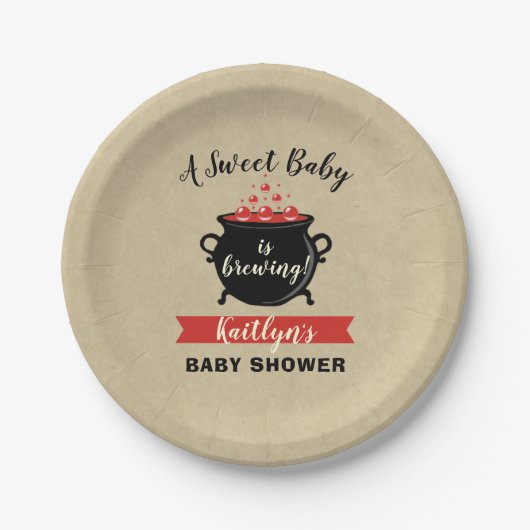 Een zoete Baby breekt halloween Baby shower Papieren Bordje (Voorkant)