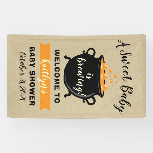 Een zoete Baby breekt halloween Baby shower Spandoek (Horizontaal)