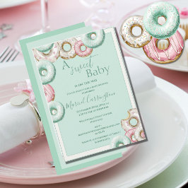 Een zoete Baby Green Donuts Waterverf Baby shower Kaart