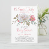 Een zoete Baby is het bloemen van roze virtuele Ba Kaart (Staand voorkant)