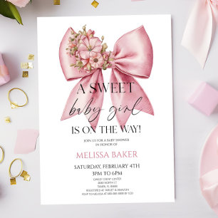 Een Zoete Baby Meisje Roze Bloem Boog Baby Shower Kaart
