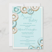 Een zoete babyblauwe donuts waterverf baby shower kaart (Voorkant)