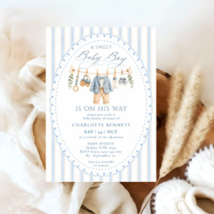 Een zoete babyjongen kleren baby shower kaart
