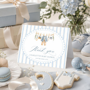 Een zoete babyjongen kleren babyshower dank je bedankkaart