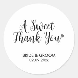 Een zoete bedankfavoriet, traktatie, cadeau ronde sticker