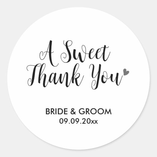 Een zoete bedankfavoriet, traktatie, cadeau ronde sticker (Voorkant)