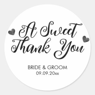 Een zoete bedankgunst, traktatie, cadeau ronde sticker