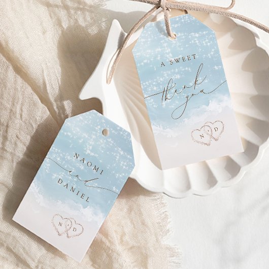 Een zoete bedankt modern script zandharten strand  cadeaulabel