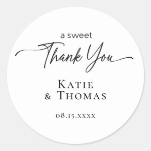 Een Zoete Bedankt Trouwstickers Modern Schrift Ronde Sticker