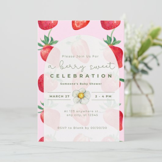 Een zoete Berry viering - Uitnodiging (Staand voorkant)