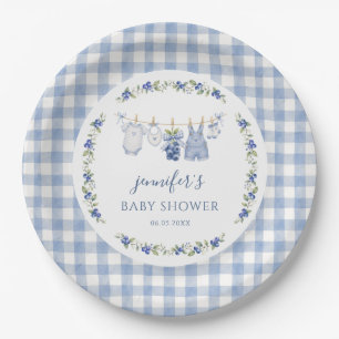Een Zoete Bes Blauwe Baby Shower Papieren Bordje